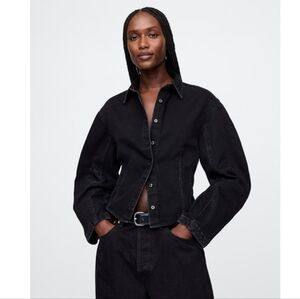 Gap Black Barrel Sleeve Denim Jacket